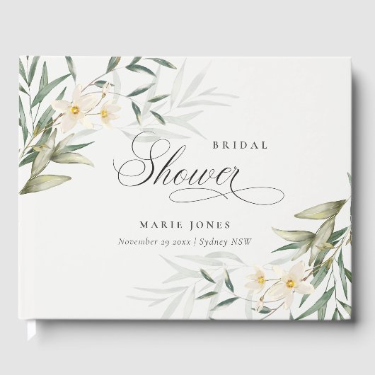 ラスティックホワイトグリーン花束 ブライダルシャワー ゲストブック (正面)