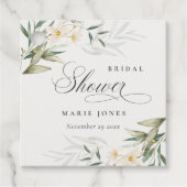 ラスティックホワイトグリーン花束 ブライダルシャワー フェイバータグ (正面)