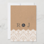 ラスティックホワイトレース＆クラフト結婚式招待状 招待状 (裏面)