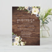 ラスティックホワイト&ネイビー花のキンセアニエラパーティー 招待状 (スタンド正面)