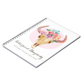 ラスティックボヘミアンコウテイの水彩フラワー・ソフトなバラ色 ノートブック (左側)