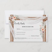 ラスティックボヘミアンスタイルのアーチと水彩花嫁装飾ウェディング 出欠カード (正面)