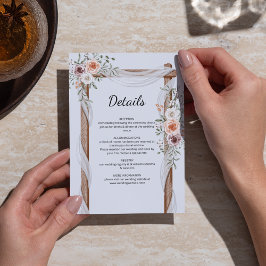 ラスティックボヘミアンスタイルのアーチ ウォーターカラーフラワーの結婚式 エンクロージャーカード