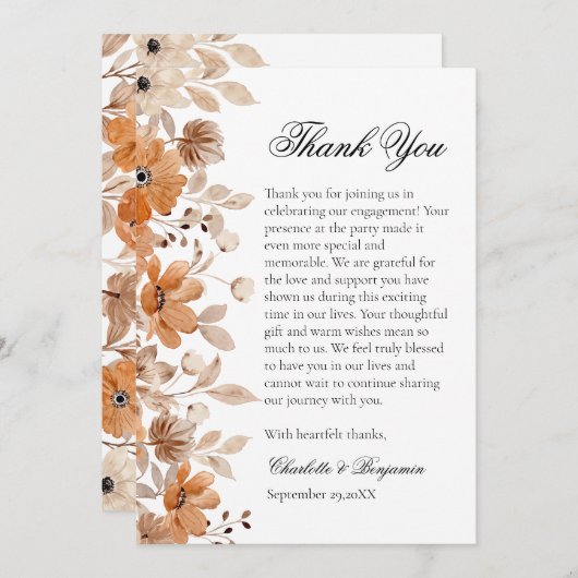 ラスティックボヘミアンフラワエンゲージメント サンキューカード (正面/裏面)