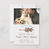 ラスティックボヘミアンフラワーアロー ローズ ウェディング アナウンスメント 招待状 (正面)