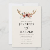 ラスティックボホウ鹿の角オールインワンウェディング 招待状 (正面)