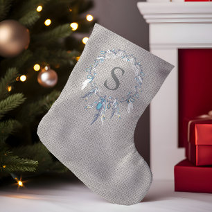 ラスティックボホーフェザー・リースモノグラム スモールクリスマスストッキング