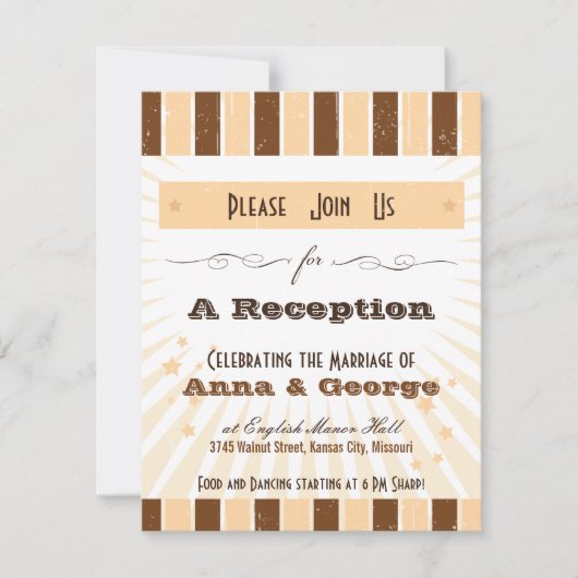 ラスティックポスター:クリーム&ブラウンのレセプション 招待状 (正面)