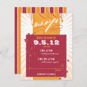 ラスティックポスター: ピンク&オレンジの結婚式 出欠確認 出欠カード (正面/裏面)