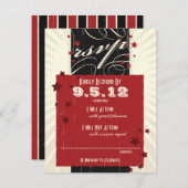 ラスティックポスター: 赤と黒の結婚式出欠確認 出欠カード (正面/裏面)