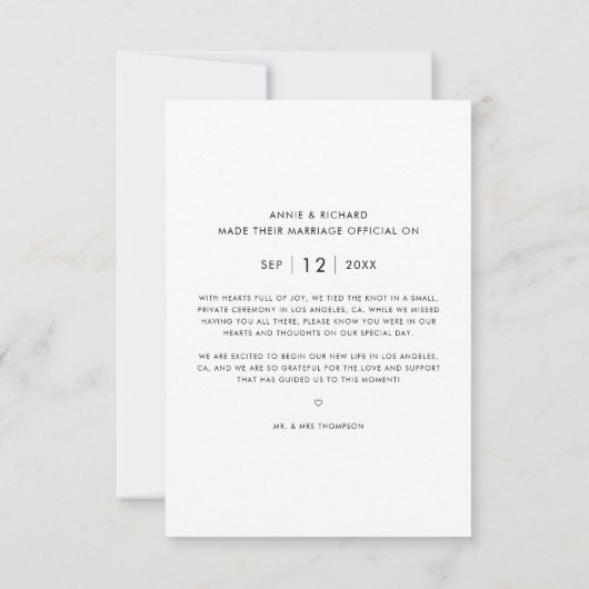 「ラスティックマウンテン写真ウェディング発表」 招待状 (裏面)