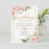 ラスティックモダン タイポグラフィー ブラッシュピンク ゴールド ウェディング 招待状 (スタンド正面)