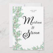 ラスティックモダン ユーカリグリーン ウェディング 招待状 (裏面)