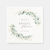 ラスティックユーカリグリーン ボヘミアンスタイルのブライダルシャワー スタンダードカクテルナプキン (正面)