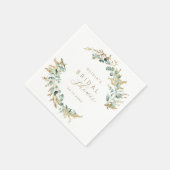 ラスティックユーカリゴールドグリーン ブルーム ボヘミアンブライダルシャワー スタンダードカクテルナプキン (角)