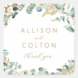 ラスティックユーカリゴールドグリーン ボヘミアンワディングギフト スクエアシール