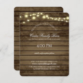ラスティックライトと納屋の木のディテール ウェディング 招待状 (正面/裏面)