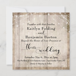 ラスティックライトブラウンウッド＆ホワイトライト ウェディング2 招待状