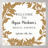 ラスティックリースの葉のブライダルシャワーのウェルカムサイン ポスター (正面)