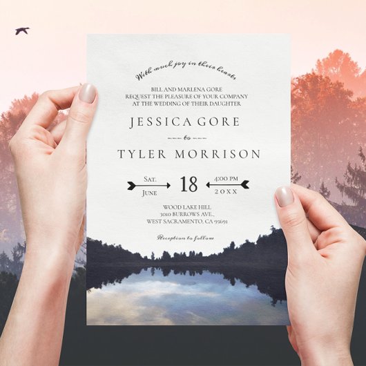 ラスティックレイクリフレクションズ湖畔のウェディング 招待状