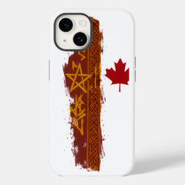 ラスティックレッドメープルリーフグランジストライプゴールドスターデザイ Case-Mate iPhone 14ケース