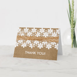 ラスティックレースと麻のウェディングサンキューレター サンキューカード