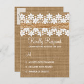 ラスティックレースと麻の結婚式返信はがき インビテーションポストカード (正面/裏面)