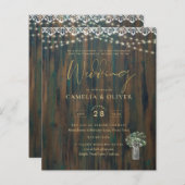 ラスティックレースのギプソフィラがライトを飾るメイソンジャーウェディング (正面/裏面)