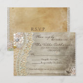 ラスティックレースのダメージ加工された結婚式の出欠確認カード 出欠カード (正面/裏面)