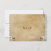 ラスティックレースのダメージ加工された結婚式の受付 RSVP (裏面)