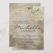 ラスティックレースのダメージ加工ベイビーシャワー招待状 招待状 (正面/裏面)