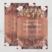 ラスティックレースウッドストリングライト | ブライダルシャワー 招待状 (正面/裏面)