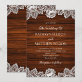 ラスティックレースウッドパターンウェディング 招待状 (正面/裏面)