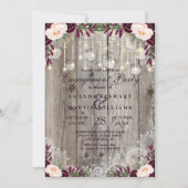 ラスティックレースジャーウッド&ストリングライトエンゲージメント 招待状 (正面)