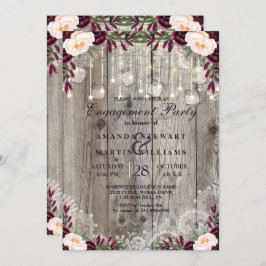ラスティックレースジャーウッド＆ストリングライトエンゲージメント 招待状