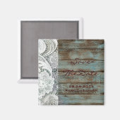 ラスティックレースティール(緑がかった色)バーンウッドウェディング日付を保存 マグネット (正面/裏面)