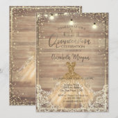 ラスティックレース、ティアラ、ライト、ドレス キンセアニエラ 招待状 (正面/裏面)