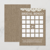 ラスティックレース & バーラップ ウェディングシャワー ビンゴカード (正面/裏面)