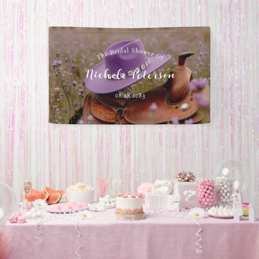 ラスティックロマンス:ハット付きサドル ブライダルシャワー 横断幕 (パーティー)