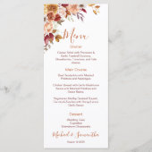 ラスティックローズと菊の秋のウェディング メニュー (正面)