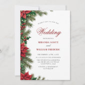 ラスティック水彩クリスマスレッドフラワーの結婚式 招待状 (正面)