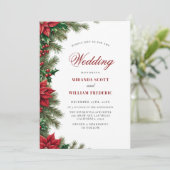 ラスティック水彩クリスマスレッドフラワーの結婚式 招待状 (スタンド正面)