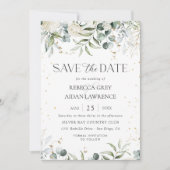 ラスティック水彩グリーンウェディングセーブザデート 招待状 (正面)