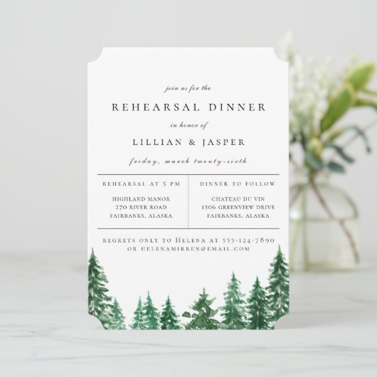 ラスティック水彩森林リハーサルディナー 案内状 (スタンド正面)