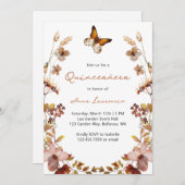 ラスティック水彩花と蝶のキンチアニエラ 招待状 (正面/裏面)