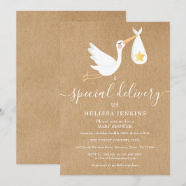 ラスティック特別出産お祝いコウテンチェックシャワー 招待状