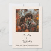 ラスティック秋の水彩花とパンプキンの写真 セーブザデート (裏面)