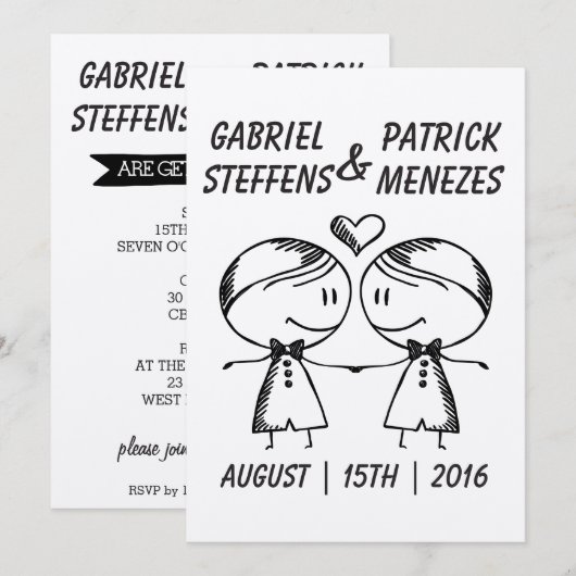 ラスティック落書き同性婚招待状 招待状 (正面/裏面)