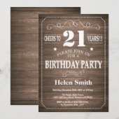 ラスティック21歳誕生日招待状 招待状 (正面/裏面)