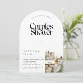 ラスティック3フォトアーチスクリプトおしゃれなカップルシャワーの招待状 招待状 (スタンド正面)